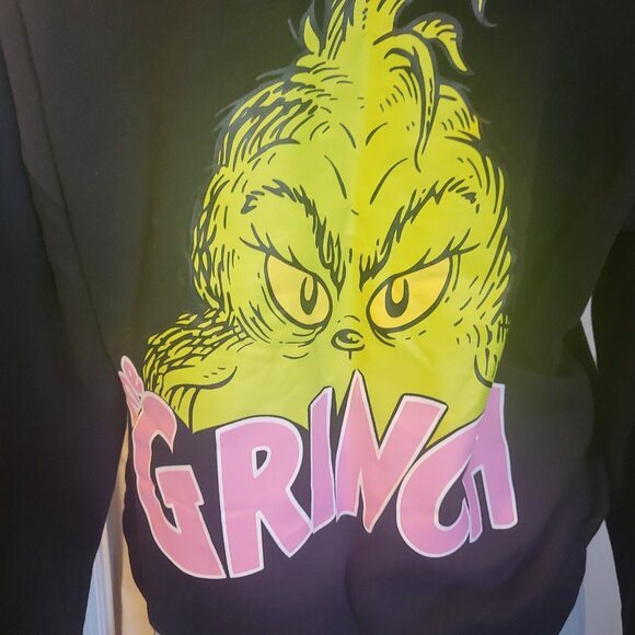 THE GRINCH Dr. Seuss Long-Sleeve Zip Up Hoodie Jacket Black Size L NWT - Picture 5 of 6